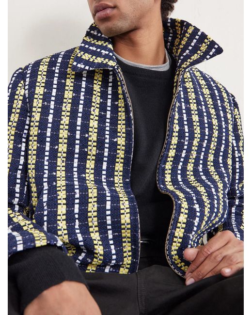 Thom Browne Blue Cotton-blend Tweed Jacket for men
