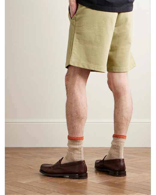 Maison Kitsuné Green Straight-leg Logo-appliquéd Cotton-jersey Drawstring Shorts for men