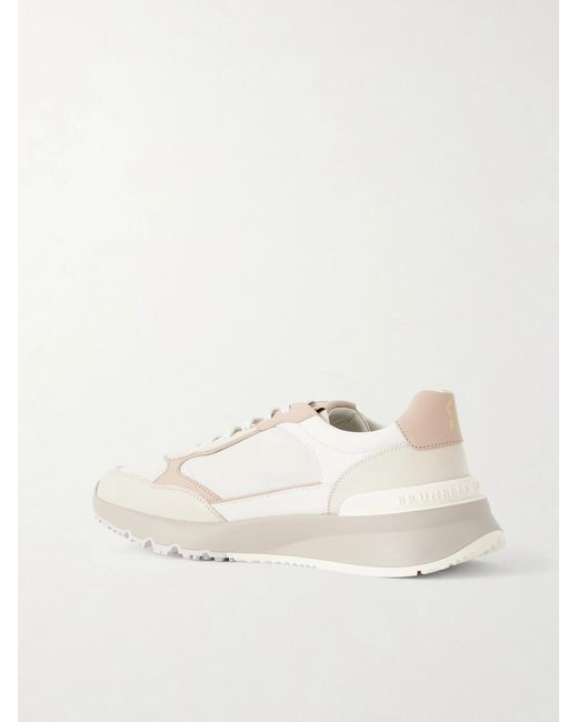 Brunello Cucinelli Natural Leather And Suede Sneakers for men