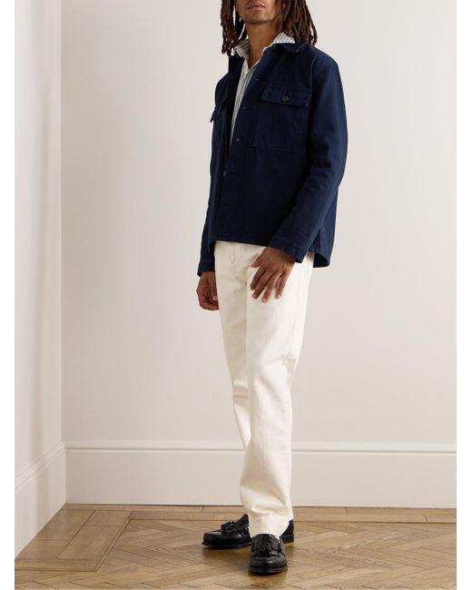 Drake's Blue Organic Cotton-twill Overshirt for men