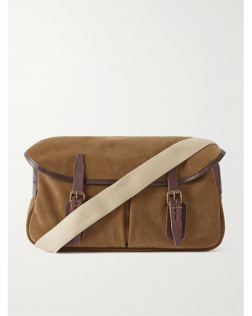 Bleu De Chauffe Brown Fisherman's Musette Leather-Trimmed Suede Messenger Bag for men