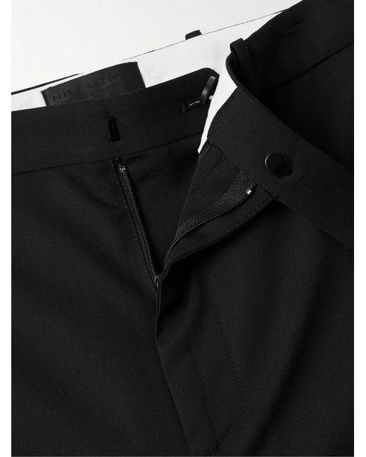 Nili Lotan Black Tel Aviv Tapered Cropped Virgin Wool-Twill Trousers for men
