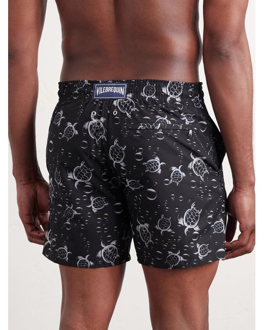 Vilebrequin Black Mahina Straight-leg Mid-length Printed Swim Shorts for men