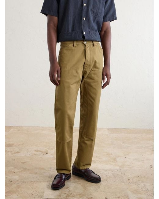 Drake's Natural Carpenter Straight-Leg Cotton Cargo Trousers for men