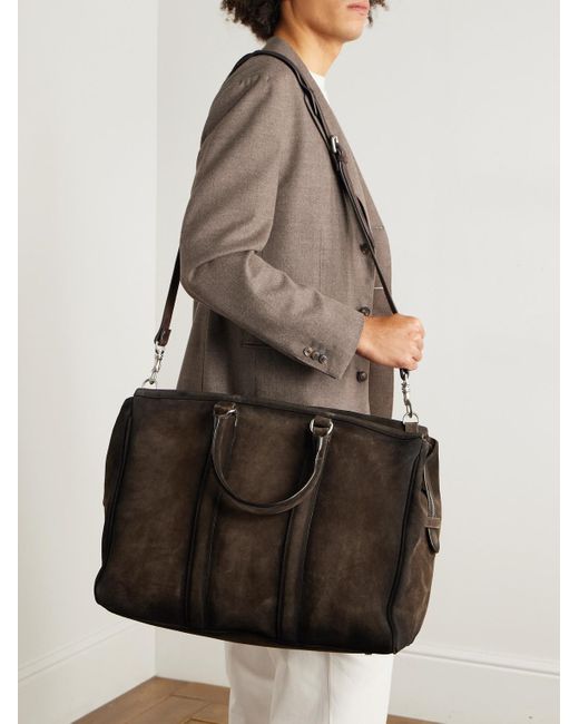 Officine Creative Brown Quentin 009 Airbrushed Suede Weekend Bag for men