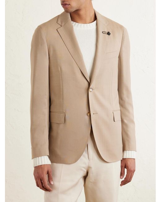 Lardini Natural Embellished Virgin Wool Suit Jacket for men