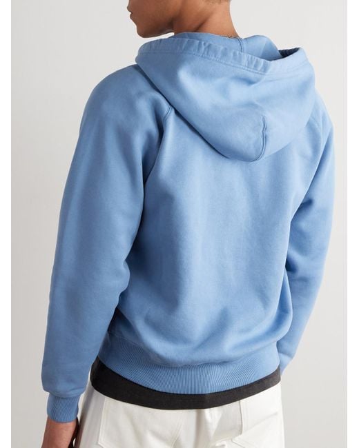 Tom Ford Blue Slim-Fit Cotton-Jersey Zip-Up Hoodie for men