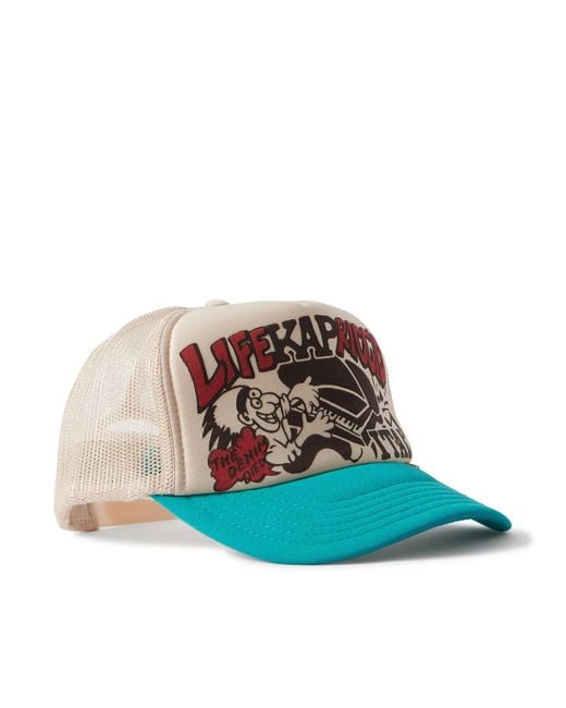 Kapital Life Kapriccio Mesh-Trimmed Printed Scuba Trucker Cap in