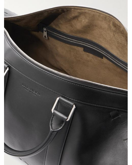 Bottega Veneta Black Intrecciato Leather Weekend Bag for men