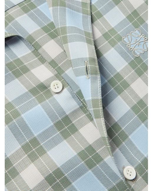 Loewe Kariertes Hemd aus Twill mit Reverskragen und Logostickerei in Blue für Herren