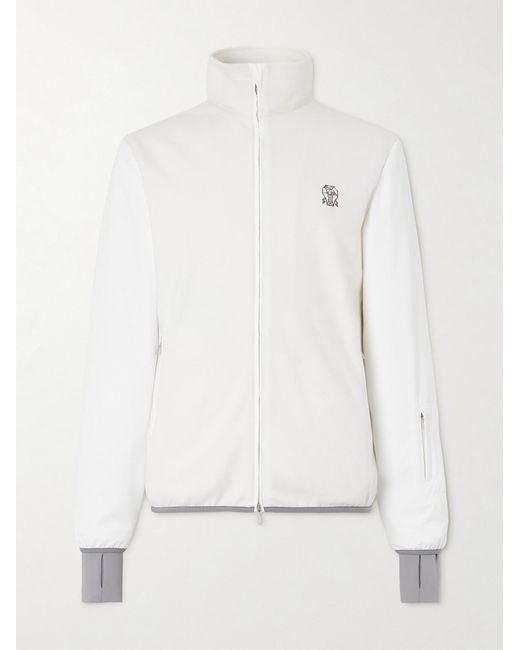 Brunello Cucinelli Natural Logo-Embroidered Cashmere And Cotton-Blend Shell Ski Jacket for men