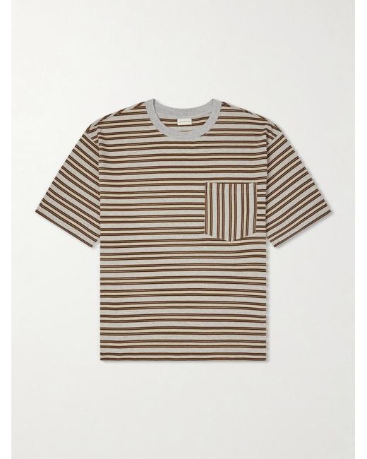 Dries Van Noten Gray Heso Striped Cotton-Jersey T-Shirt for men