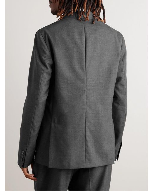 Officine Generale Black Leon Double-breasted Wool Suit Jacket for men