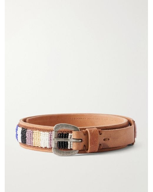 Visvim Brown 3Cm Beads Beaded Leather Belt for men
