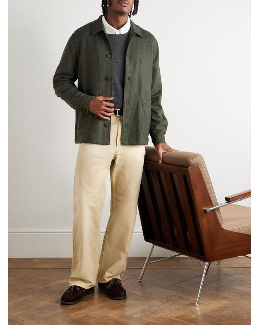 Sunspel Green Wool-Flannel Jacket for men