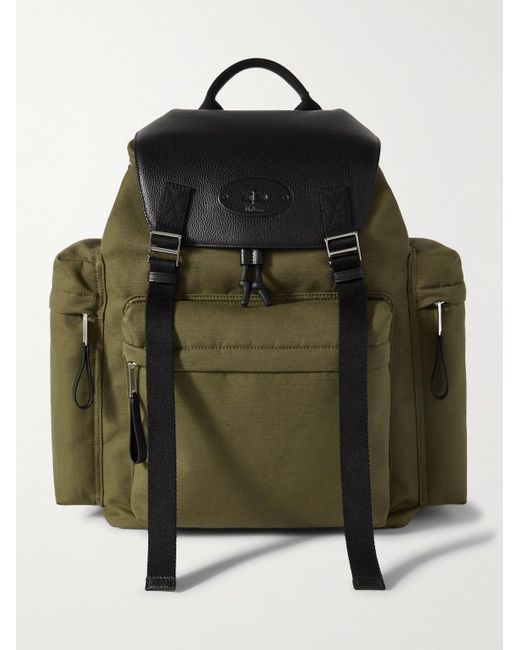 Mulberry Green Skye Cotton-canvas And Full-grain Leather Backpack for men