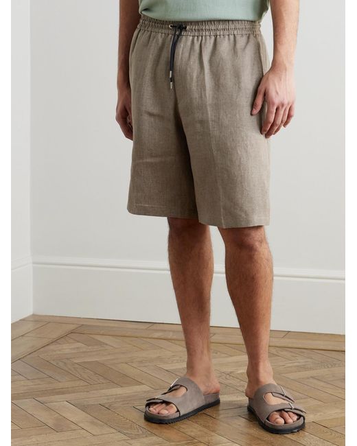 Paul Smith Gray Straight-Leg Linen Drawstring Shorts for men