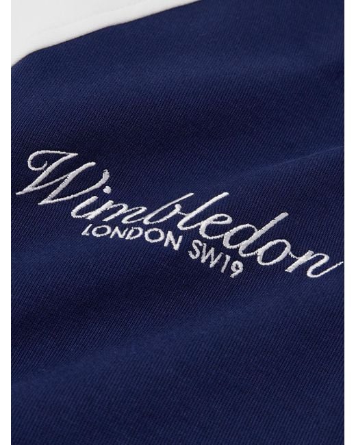 Polo Ralph Lauren Blue Wimbledon Embroidered Striped Cotton-Blend Jersey Varsity Jacket for men