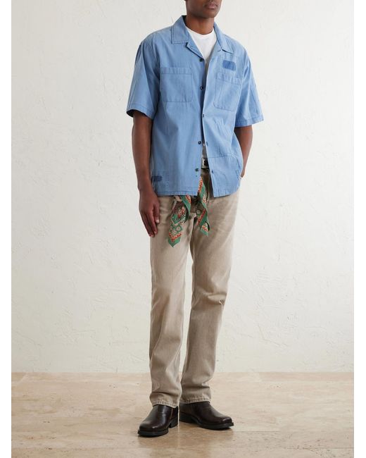 Corridor NYC Blue Patchwork Cotton Shirt for men