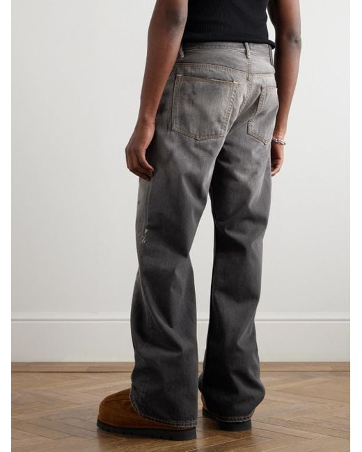Acne Gray Straight-Leg Distressed Paint-Splattered Jeans for men