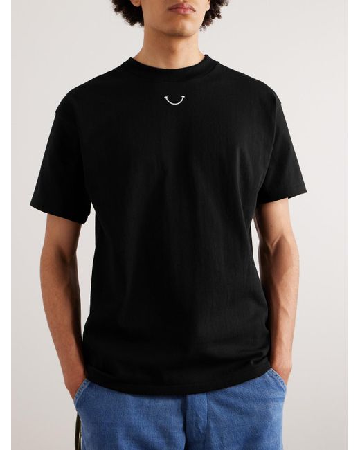READYMADE Black Embroidered Printed Cotton-jersey T-shirt for men