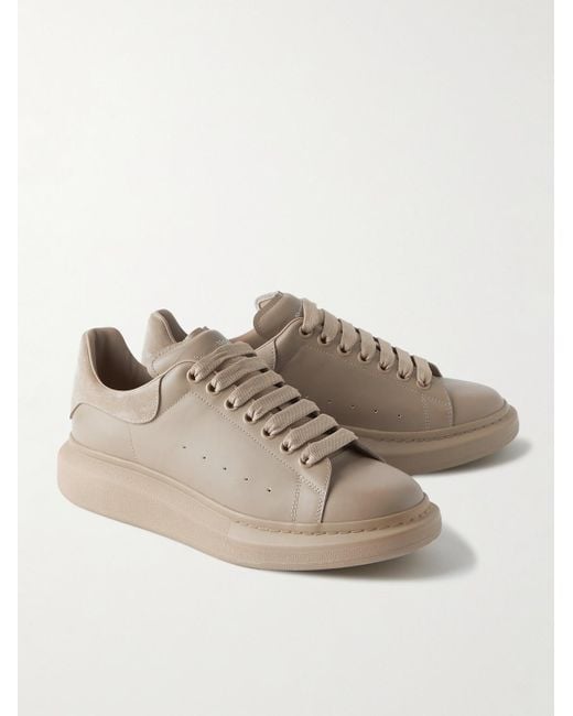 Alexander McQueen Natural Exaggerated-Sole Suede-trimmed Leather Sneakers for men