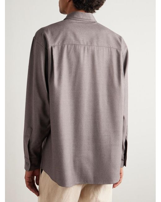Auralee Gray Wool-Twill Shirt for men