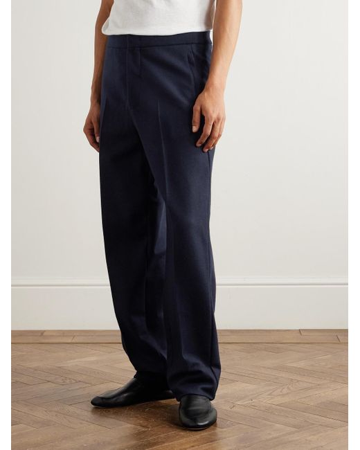 Loro Piana Blue Breia Tapered Wool And Cashmere-Blend Trousers for men
