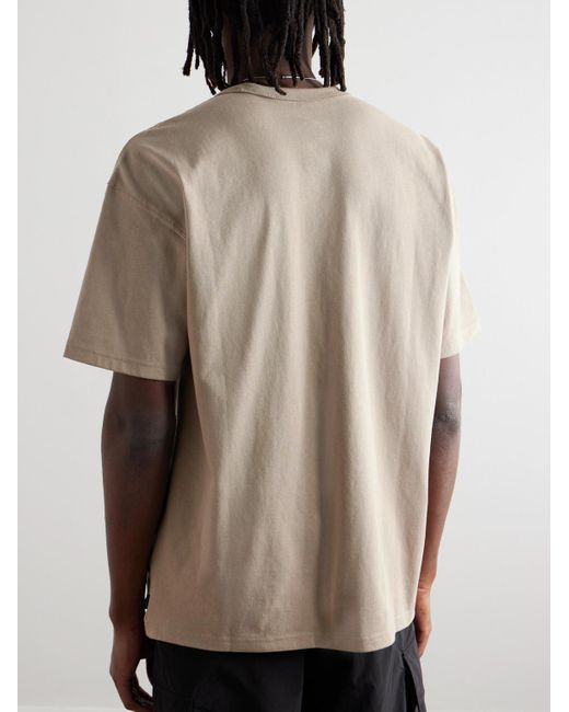 T-shirt in jersey di cotone con logo ricamato Sportswear Premium Essentials di Nike in Natural da Uomo