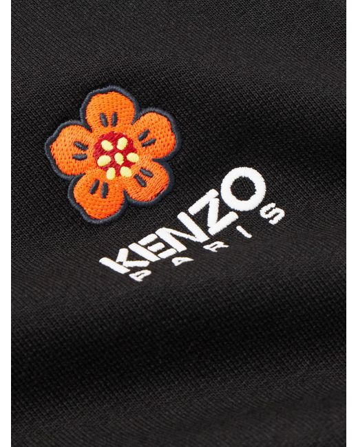 KENZO Black Logo-embroidered Cotton-jersey Sweatshirt for men
