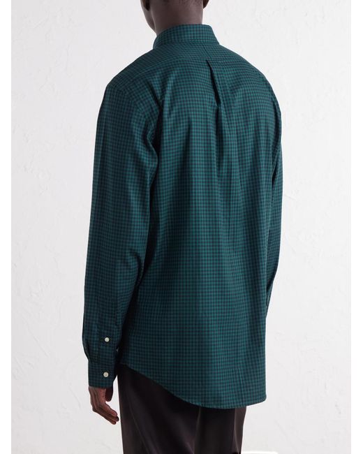 Polo Ralph Lauren Green Button-Down Collar Checked Cotton Shirt for men