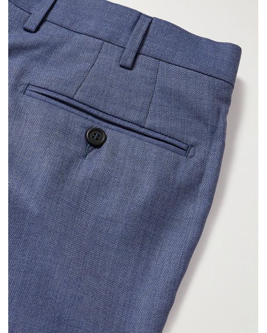 Sid Mashburn Blue Slim-Fit Wool-Hopsack Trousers for men