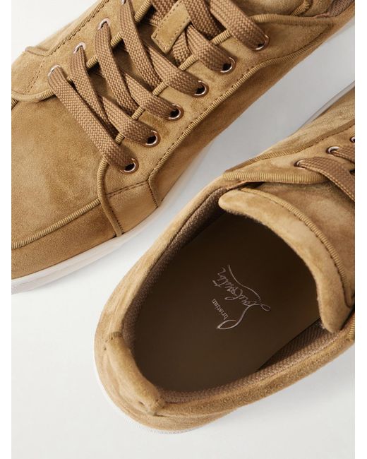Christian Louboutin Brown Rantulow Orlato Grosgrain-Trimmed Suede Sneakers for men