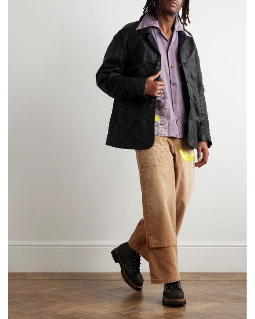 Visvim Black Crinkled-leather Jacket for men