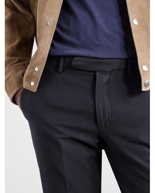 Thom Sweeney Blue Straight-Leg Cotton-Blend Chinos for men