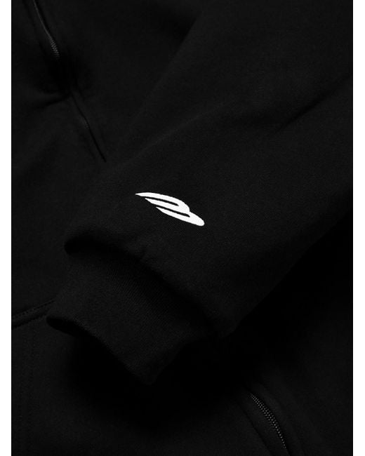 Balenciaga Black Plush-Lined Cotton-Jersey Hoodie for men