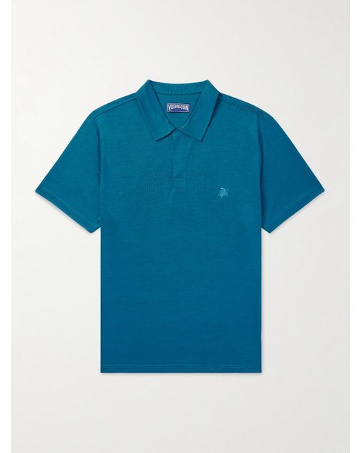 Vilebrequin Blue Pirinol Tencel Lyocell Polo Shirt for men