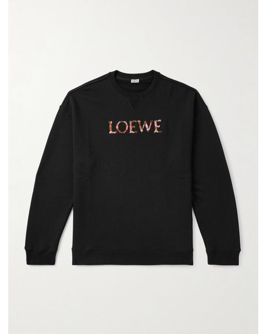 Loewe Sweatshirt aus Baumwoll-Jersey mit Logostickerei in Black für Herren