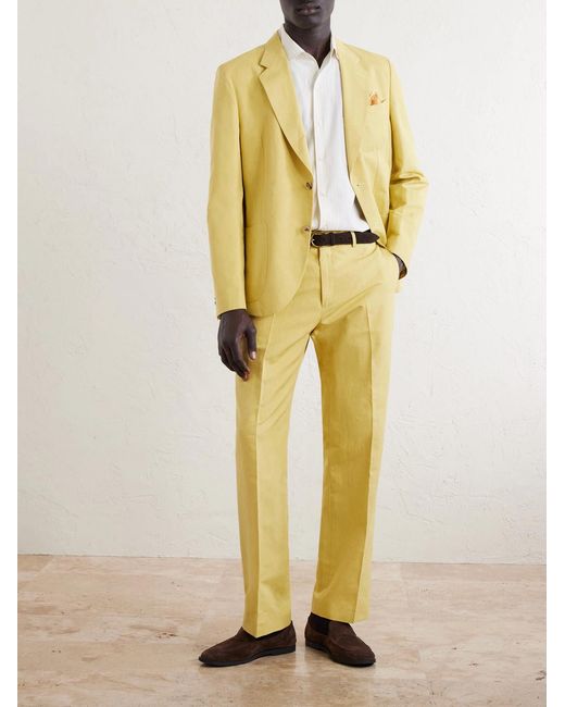 Paul Smith Yellow Cotton And Linen-Blend Suit Jacket for men
