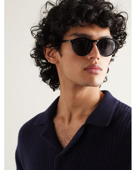 Tom Ford Black Aurele Round-frame Acetate Sunglasses for men