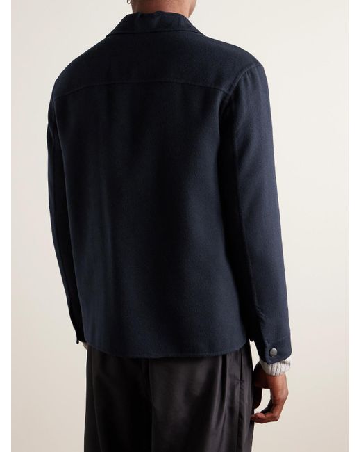 Canali Wendbare Hemdjacke aus doppelseitigem Wollfilz in Blue für Herren