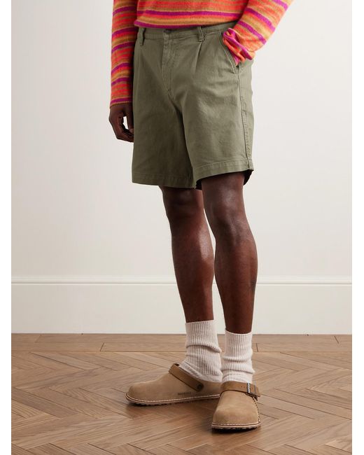 Corridor NYC Green Straight-Leg Pleated Garment-Dyed Cotton-Blend Twill Shorts for men
