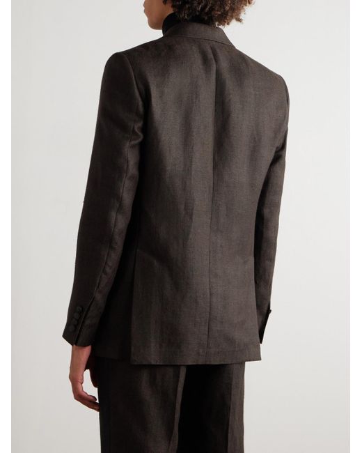 Favourbrook Black Randwick Slim-Fit Faille-Trimmed Herringbone Linen And Silk-Blend Tuxedo Jacket for men