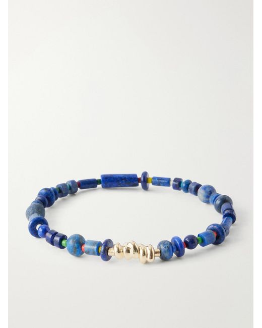 Luis Morais Blue 14-Karat Lapis Lazuli Beaded Bracelet for men