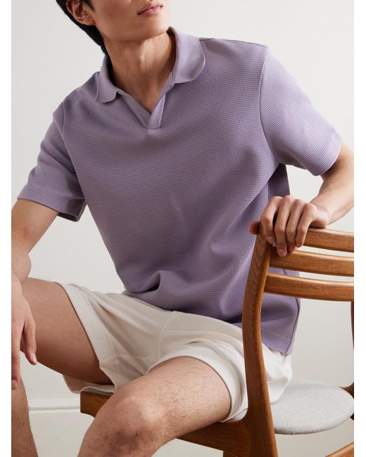 Mr P. Purple Jonny Waffle-Knit Organic Cotton Polo Shirt for men