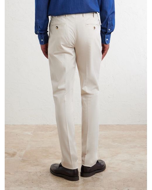 Brunello Cucinelli White Straight-Leg Cotton-Blend Trousers for men