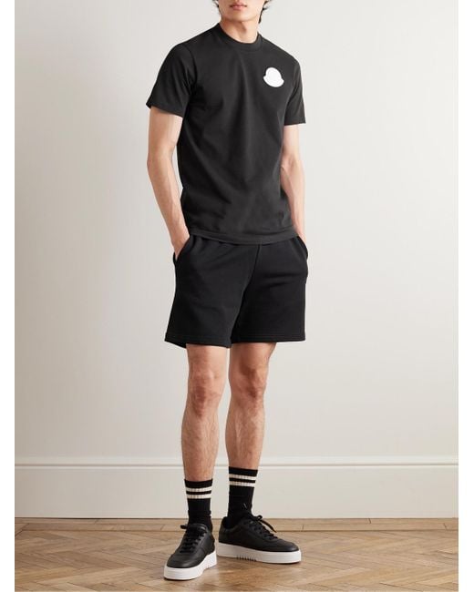 T-shirt in jersey di cotone con logo applicato di Moncler in Black da Uomo