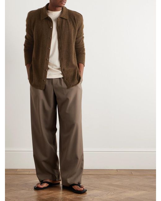 The Row Brown Lautaro Virgin Wool And Cashmere-Blend Cardigan for men