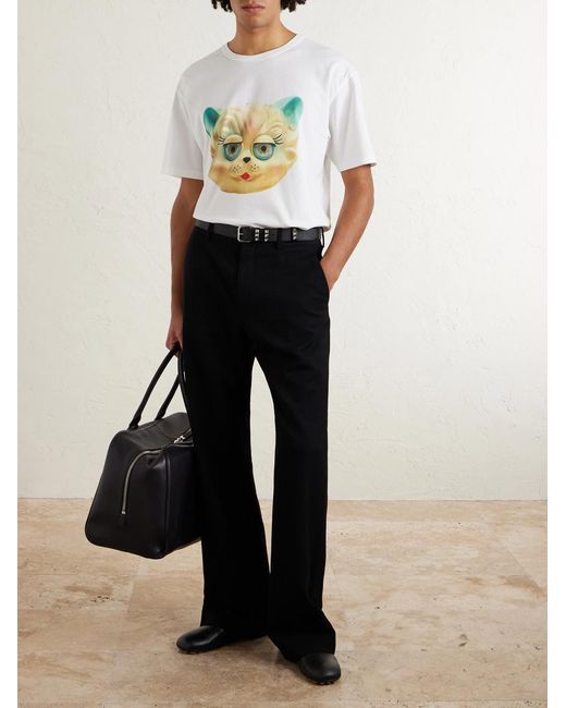 Valentino Garavani White Le Chat De La Maison Printed Cotton-jersey T-shirt for men