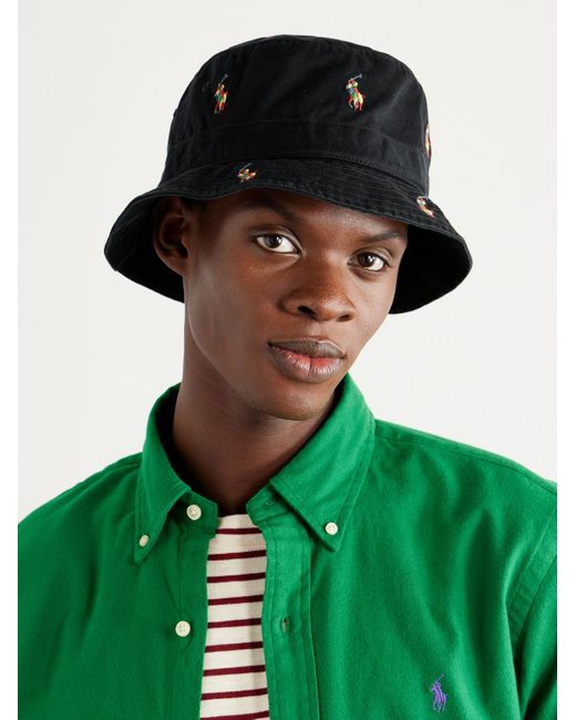 Cappello da pescatore in twill di cotone con logo ricamato Loft di Polo Ralph Lauren in Black da Uomo